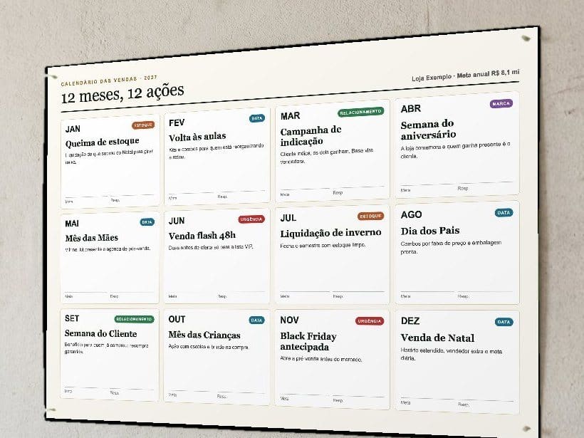 Calendário das Vendas